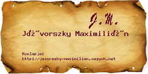 Jávorszky Maximilián névjegykártya